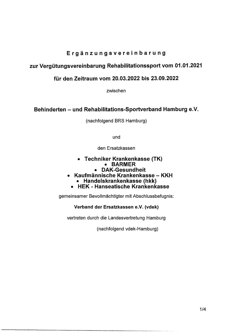 Erste Seite der PDF-Datei: Ergänzungsvereinbarung vdek-Hamburg 2022-03-20 bis 2022-09-23