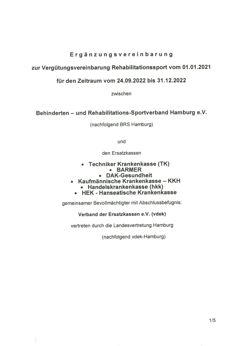 Erste Seite der PDF-Datei: Ergänzungsvereinbarung vdek-Hamburg 2022-09-24 bis 2022-12-31