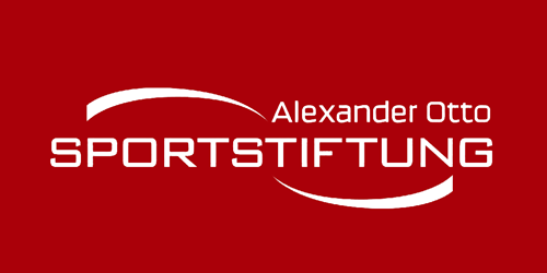 Banner der Alexander Otto Sportstiftung / Ein rotes Banner mit weißer Schrift)